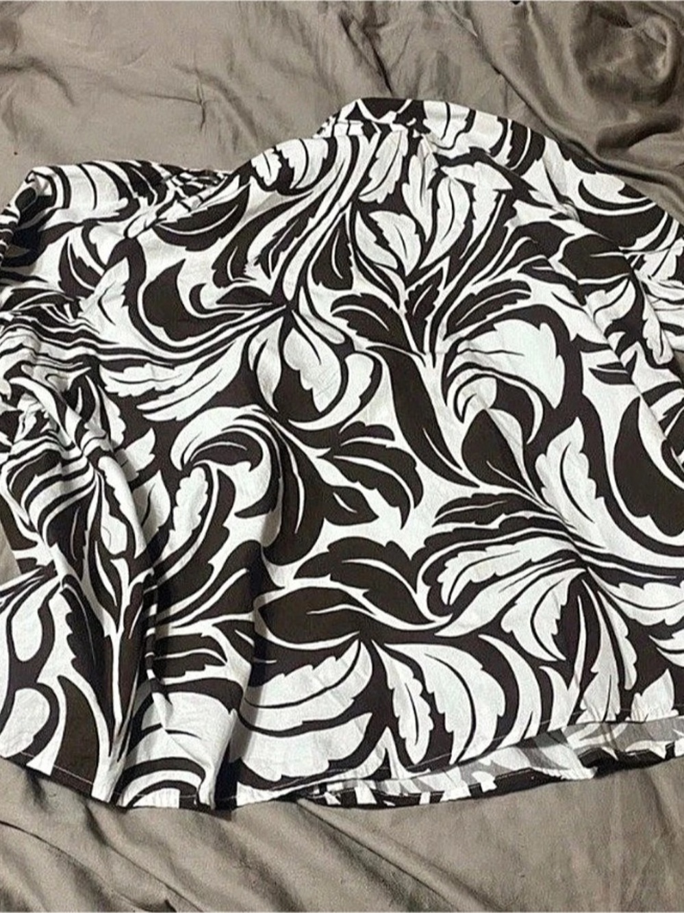 Terra & Sky TS LS Tie Front Blouse Black & White 2X NWT